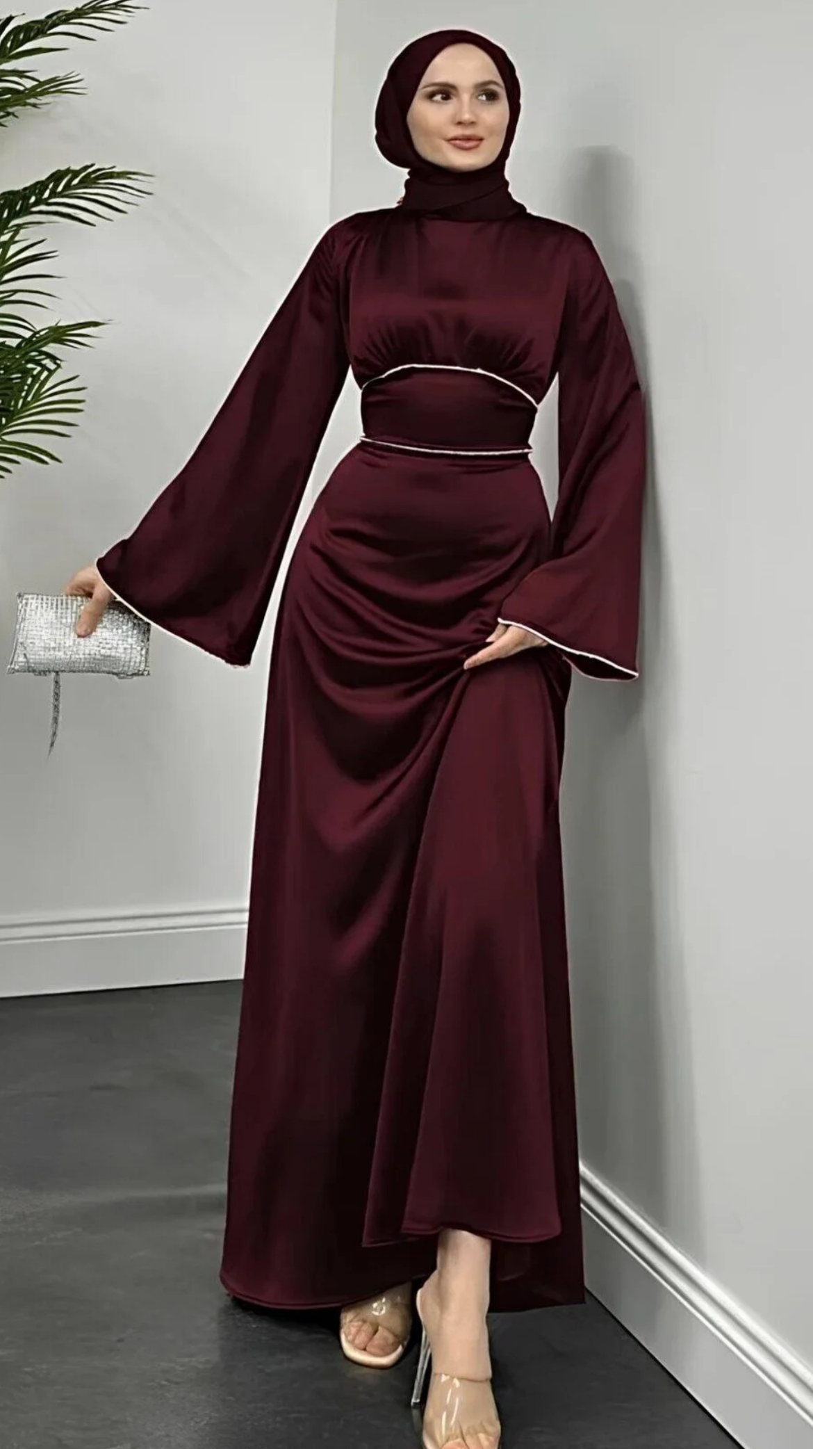 Bordo korseli abiye
